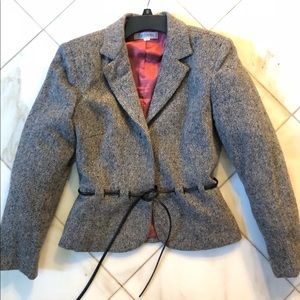 Kay Unger Suit. Jacket & Leather Skirt. Size 8